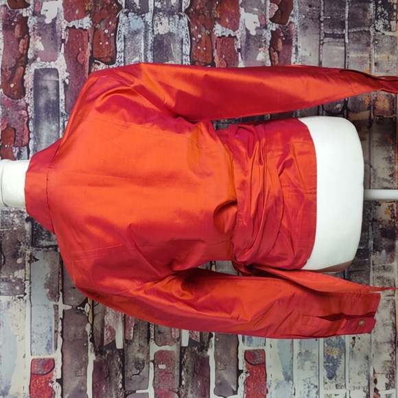 Betu Silk Shantung Cross-Over Wrap Shirt - Picture 3 of 7